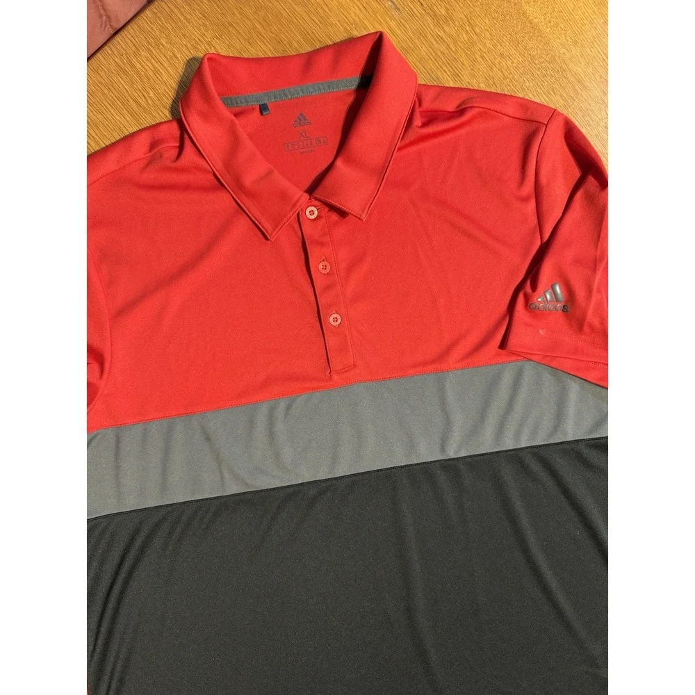 Adidas Golf‎ Polo Shirt XL Red Black Gray Colorblock Performance Stretch